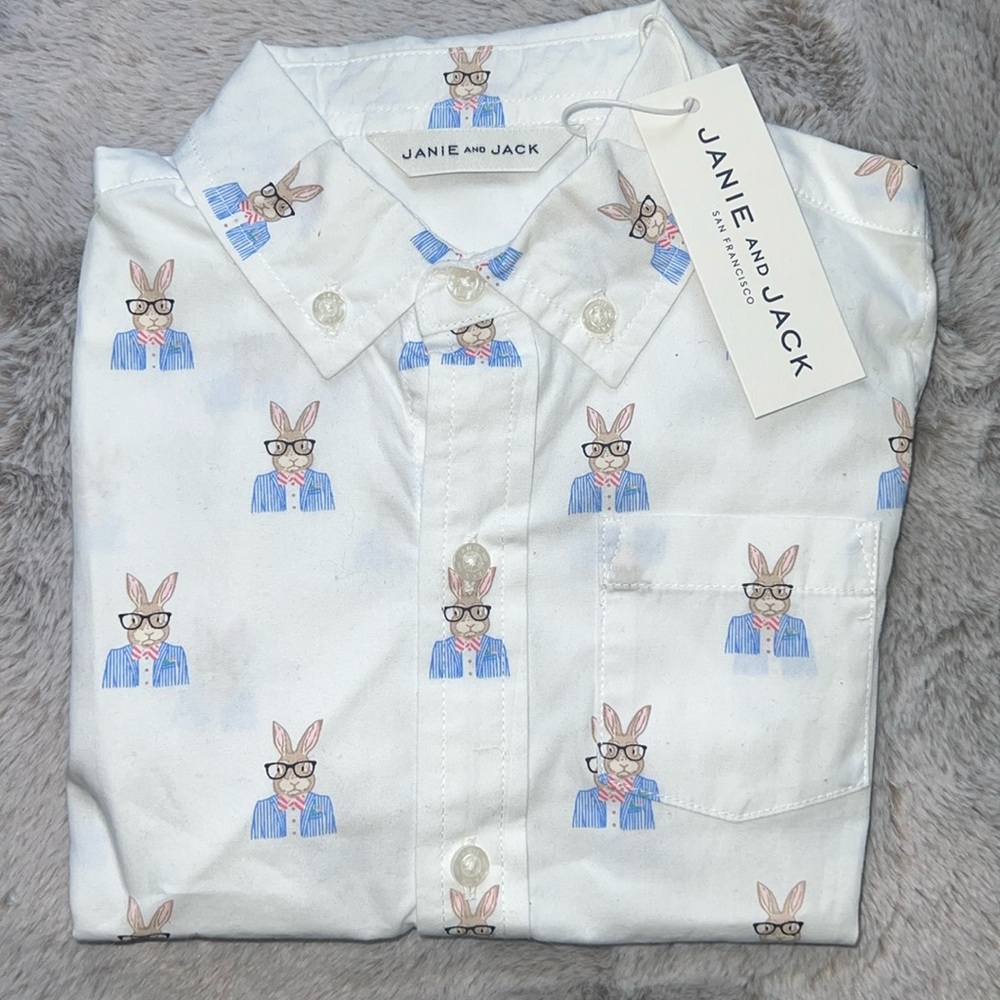 Janie and Jack Bunny Poplin Shirt